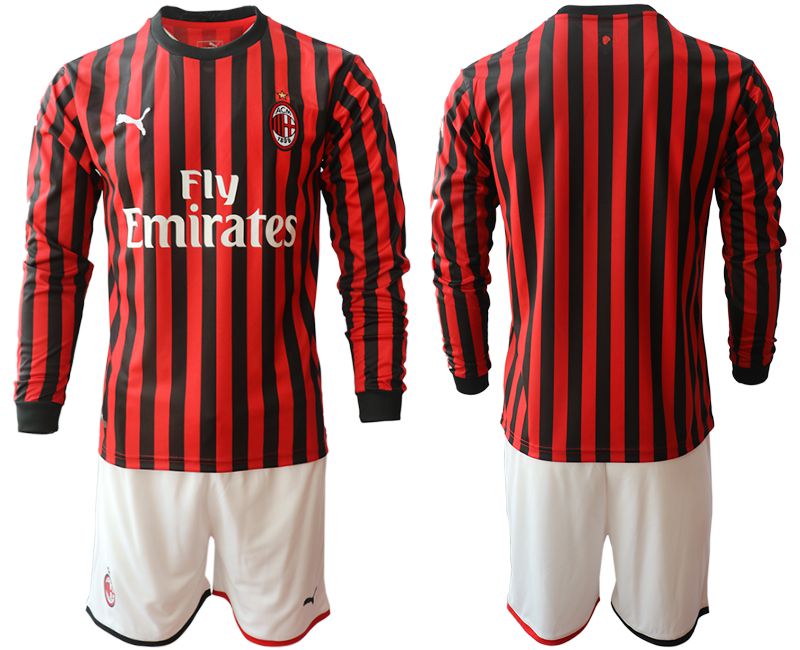 Men 2019-2020 club AC milan home long sleeve red Soccer Jerseys->ac milan jersey->Soccer Club Jersey